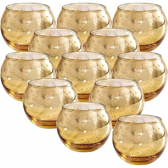 Gold Votive Candle Holders 12pcs -Gold Tealight Candle Holders,​ Decorations - Picture 7 of 7